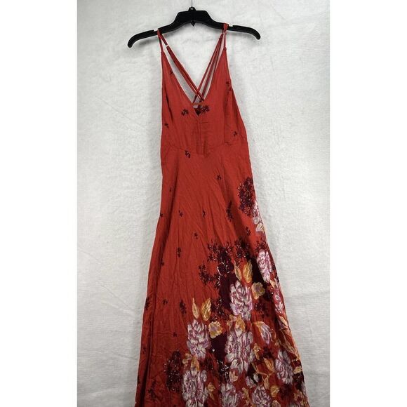Free People Get To You Floral Maxi Slip Dress In Scarlet Combo - Picture 3 of 10